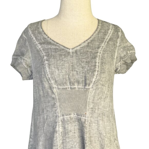 Grizas Dress Size Medium 100% Linen Grey Grey Layered Lagenlook Midi Maxi - Picture 2 of 12
